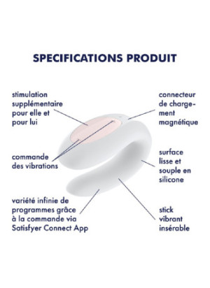 Vibromasseur pour couple connecté blanc Double JOY Satisfyer - CC5972420020